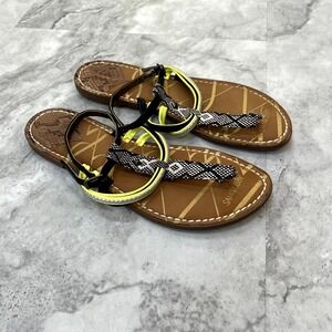 Sam and Libby Black and Neon Yellow Strappy Sandals Womens Size 11